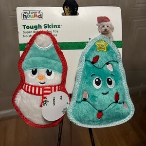 Outward Hound Tough Skinz Dog Toy Snowman & Tree 🌲 DURABLE, NO STUFFING  7”